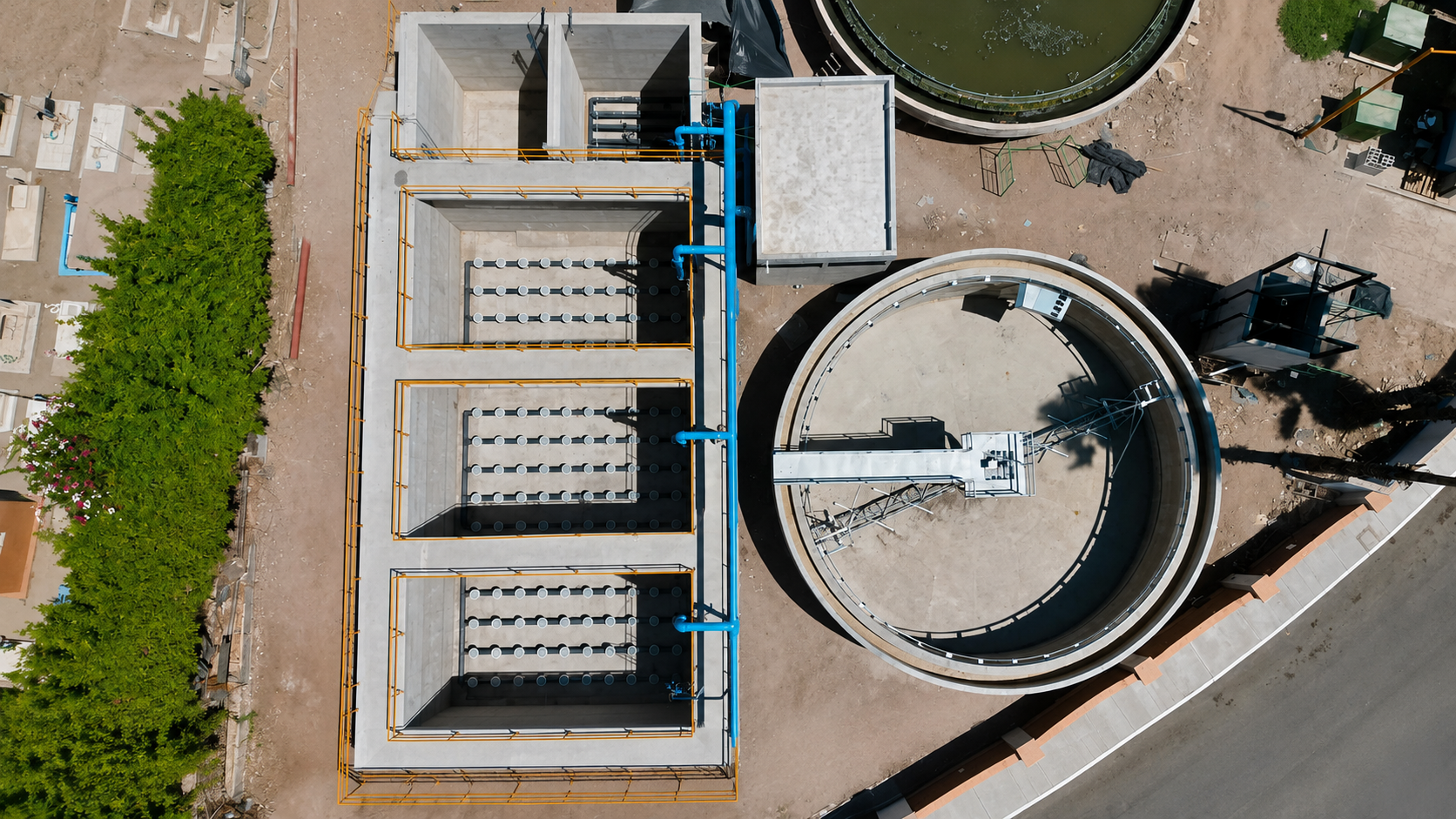 Planta de Tratamiento de Aguas Negras — Vista aérea de la planta de tratamiento