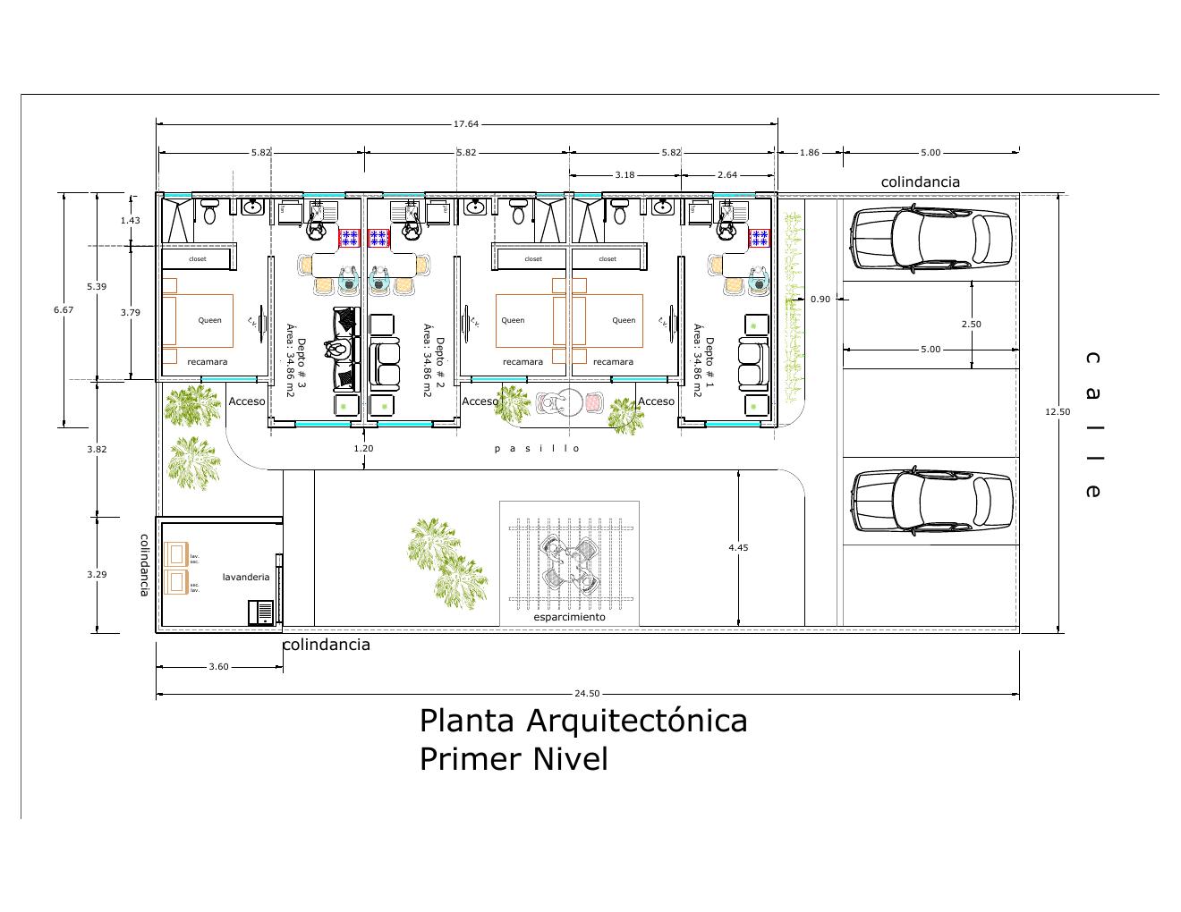 Departamentos Paola — Planta arquitectónica, primer nivel